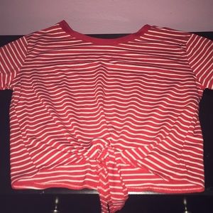 Red Stripped Crop Top